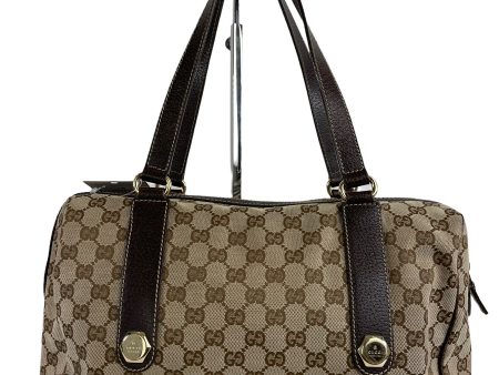 Gucci Leather & Monogram Canvas Tote Hot on Sale