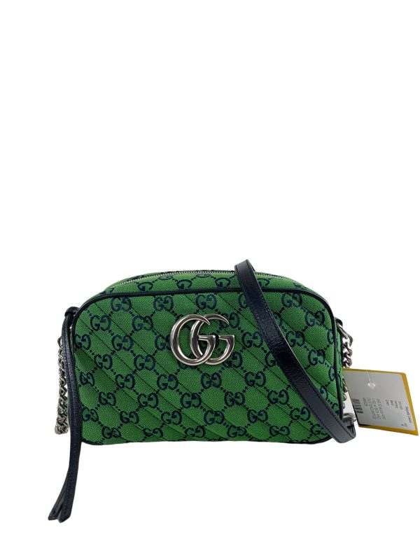 Gucci Green Monogram Fabric Marmont Crossbody Online Sale