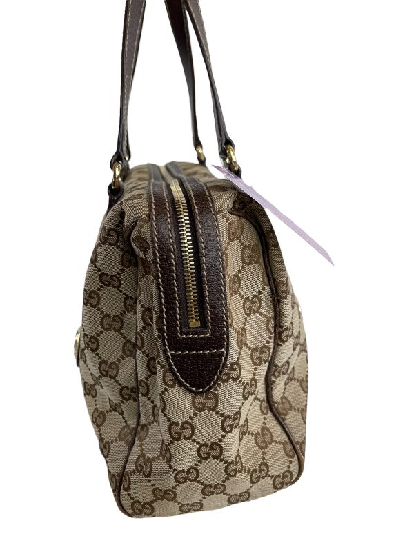 Gucci Leather & Monogram Canvas Tote Hot on Sale