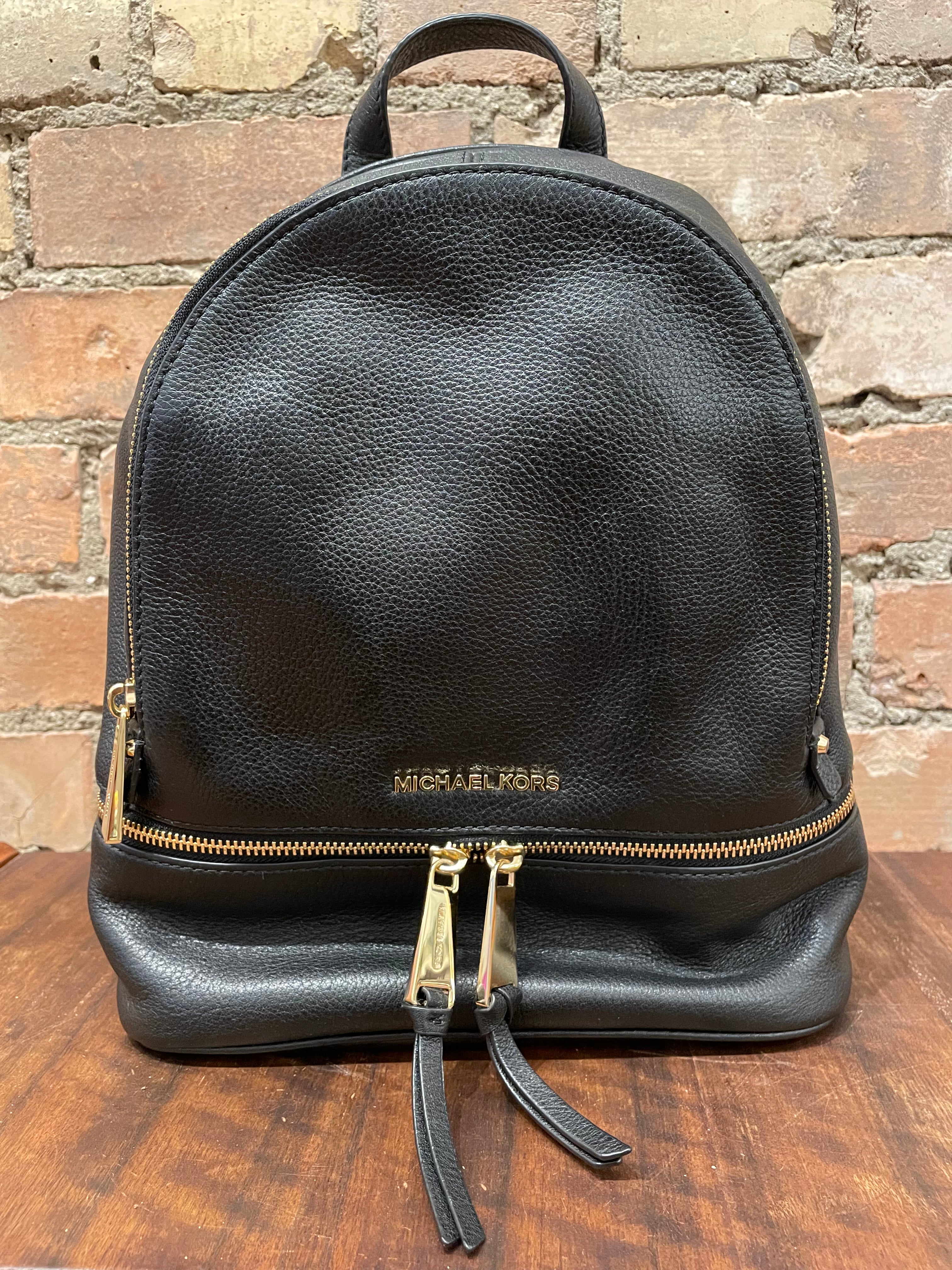 Michael Kors Black Leather Rhea Backpack Cheap