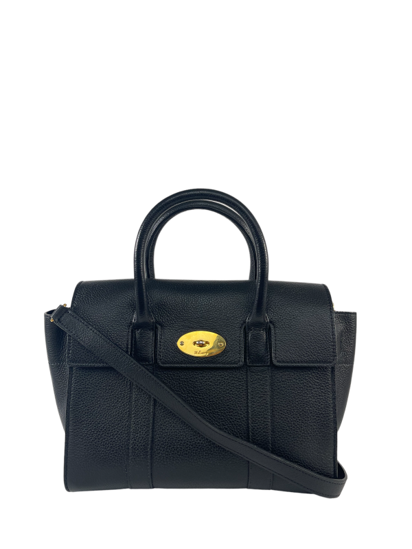 Mulberry Black Grained Leather  Bayswater  Tote W  Crossbody Strap Sale