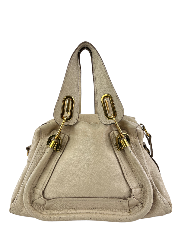 Chloe Cream Leather Paraty Top Handle Shoulder Bag Hot on Sale