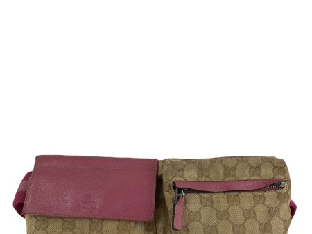 Gucci Beige Monogram Canvas Bumbag w  Pink Adjustable Strap Online Sale