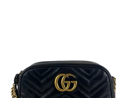 Gucci Black Chevron Leather GG Marmont Crossbody Hot on Sale