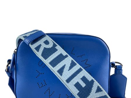 Stella McCartney Blue Faux Leather Logo Crossbody For Cheap