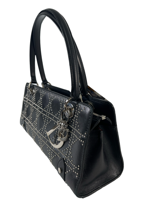 Christian Dior Black Studded Leather Tote Sale